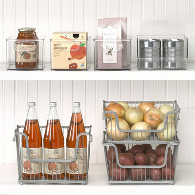 mDesign Metall Ablagebox mit Henkeln – grosser Aufbewahrungskorb im ansprechenden Design – idealer D