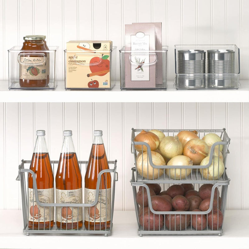 mDesign Metall Ablagebox mit Henkeln – grosser Aufbewahrungskorb im ansprechenden Design – idealer D