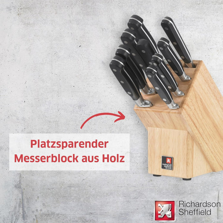 Richardson Sheffield V SABATIER Messerblock mit Messer Set, 10-teilig, scharfe Messer, Chrom-Molybdä