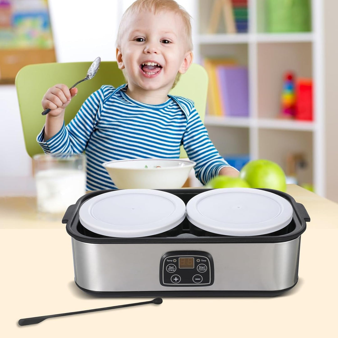 Joghurtbereiter mit 2 Glasbechern, Aartner Joghurt Maker Einstellbare Temperatur und Zeit, Joghurtma