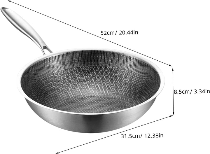 Ciieeo Edelstahl-Wok-Pfanne Mit Antihaftbeschichtung Waben-Pfanne Wok Induktionspfanne Chinesisch-Ja
