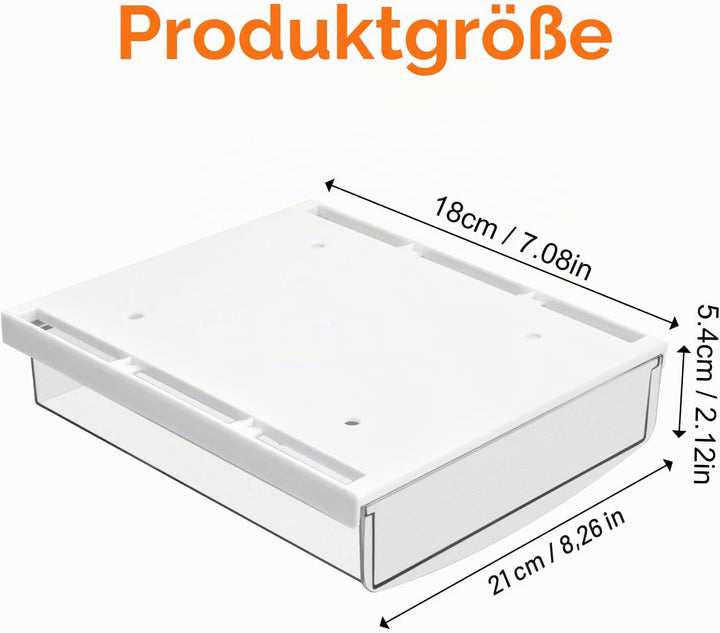 2 Stück Schublade Unter Schreibtisch, 21x18x5,4cm Selbstklebende Schublade, Unter Schreibtisch Aufbe