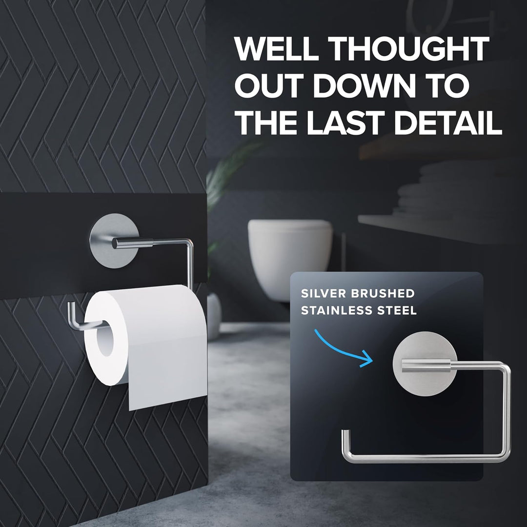 Toilettenpapierhalter Hammerodde ohne Bohren Silber | Klorollenhalter selbstklebend Edelstahl | Klor