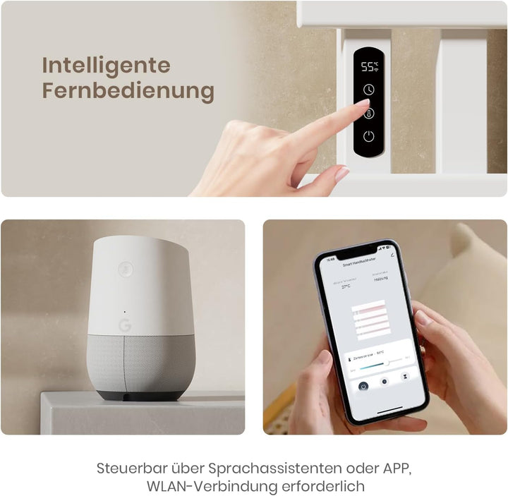 EMKE Handtuchheizkörper Elektrisch 1000 x 500 mm, WiFi Smart Thermostat Elektrischer Badheizkörper H