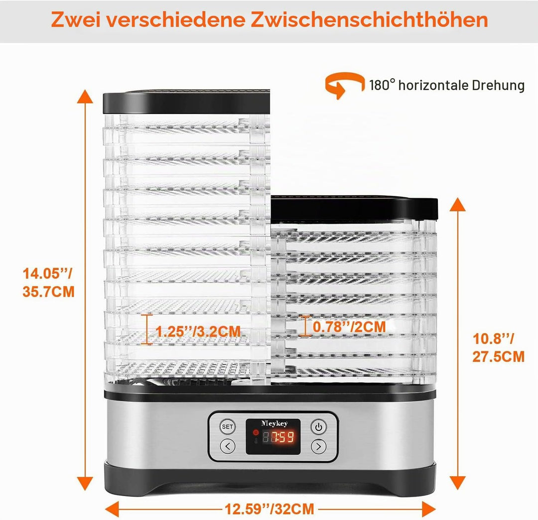Nictemaw 400W Dörrautomat, Dörrgerät für Lebensmittel mit 8 Dörrebenen,Trockner für Fleisch, Obst&amp; G