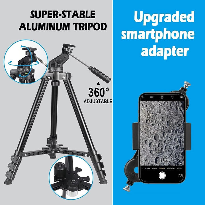 Teleskop mit 80 mm Öffnung und 600 mm Öffnung für Erwachsene, Astronomie Anfänger astronomisches tra