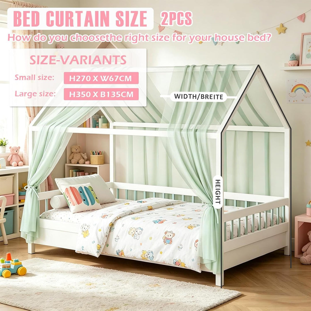 MeYuxg Hausbett Himmel Set, 2 Stück Betthimmel Hausbett für Hausbett Deko, 150x350CM Bio-Baumwolle H