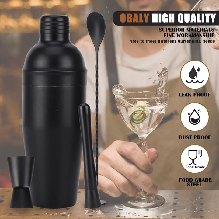 OBALY Barkeeper Kit 11-teilig Cocktail Shaker-Muddler für Cocktails 25oz Boston Shaker-Bar-Zubehör m