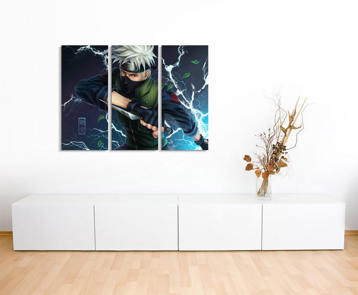 Leinwandbilder 3 teilig Kakashi_Naruto_3x90x40cm (Gesamt 120x90cm) _Ausführung schöner Kunstdruck au