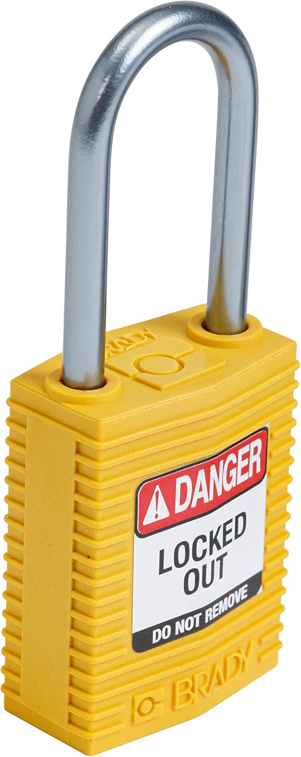 Brady (CPT-YLW-38AL-KD) SafeKey Nylon Lockout-Vorhängeschloss - kompakt Mit Aluminium Bügel 38.00 mm