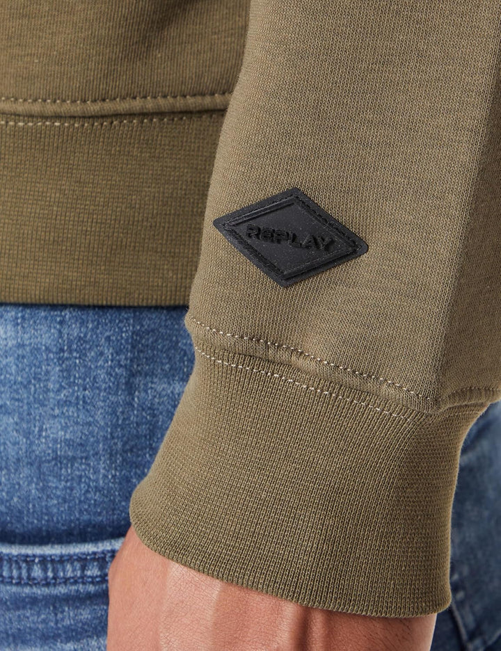 Replay Herren Sweatshirt mit Logo ohne Kapuze S Dark Olive 928, S Dark Olive 928