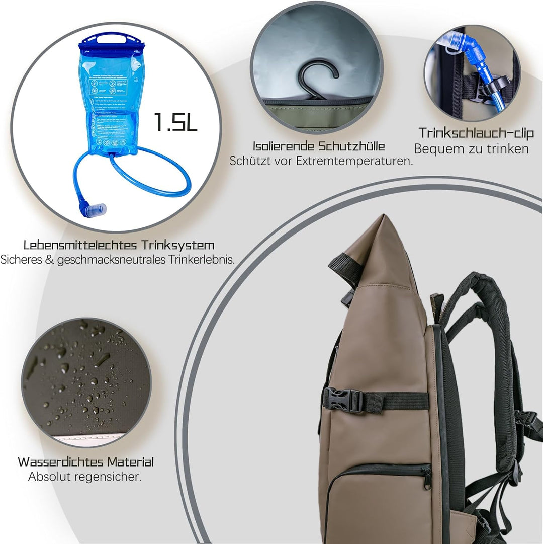 Kamerarucksack wasserdicht mit Trinksystem | Modularer Fotorucksack für Stativ | Schneller Kamera-Zu