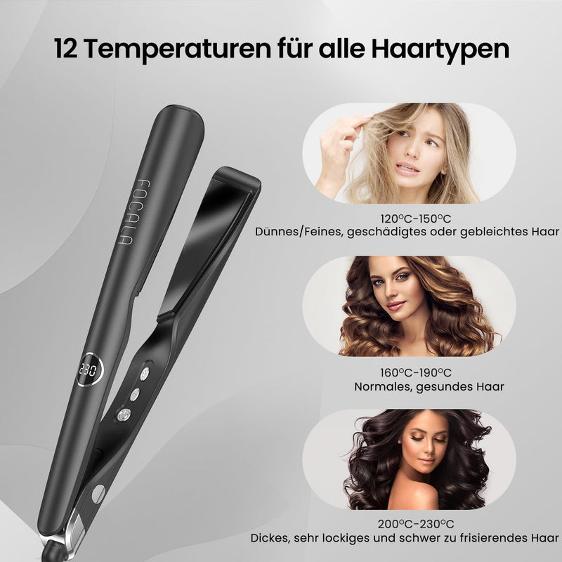 Glätteisen Locken und Glätten 2 in 1: Haarglätter Geschwungene Stylingplatten zum Glätten Locken Wel