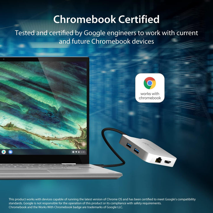 j5create USB C Hub [Funktioniert mit Chromebook Certified] - 4K 60Hz HDMI, 100W PD, 2 x USB-A, Ether