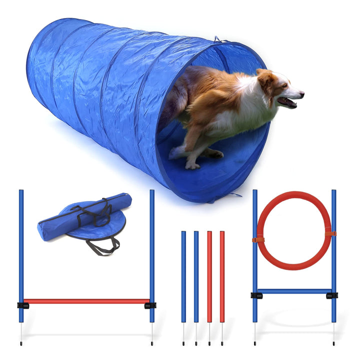 NATIV LEMODO Agility Set Hunde | Hundetraining mit Agility Hürde, Hundetunnel und Sprungring | Einfa