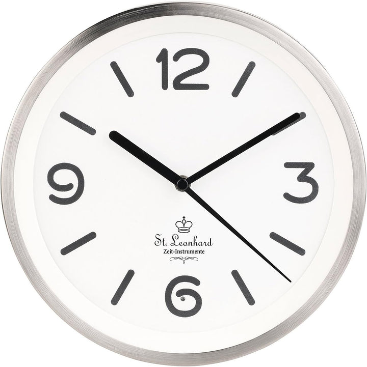 St. Leonhard Beleuchtete Funkwanduhr: Edelstahl-Funk-Wanduhr mit Zifferblatt-Beleuchtung & Lichtsens