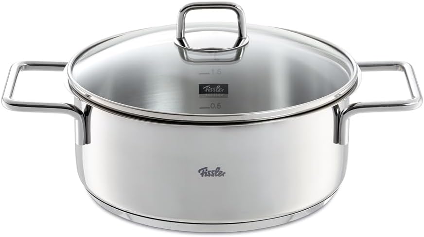Fissler LumiTherm Edelstahl-Topfset 5-teilig – Made in Germany, polierter 18/10 Edelstahl, Glasdecke