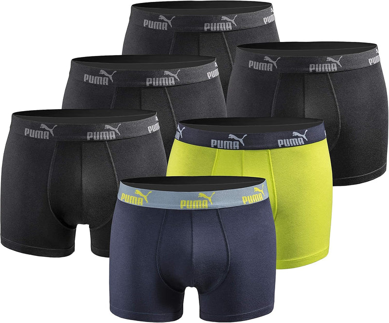 PUMA Boxershort 6er Pack Herren Basic Black Limited Edition Black-blue-lime-new M, Black-blue-lime-n