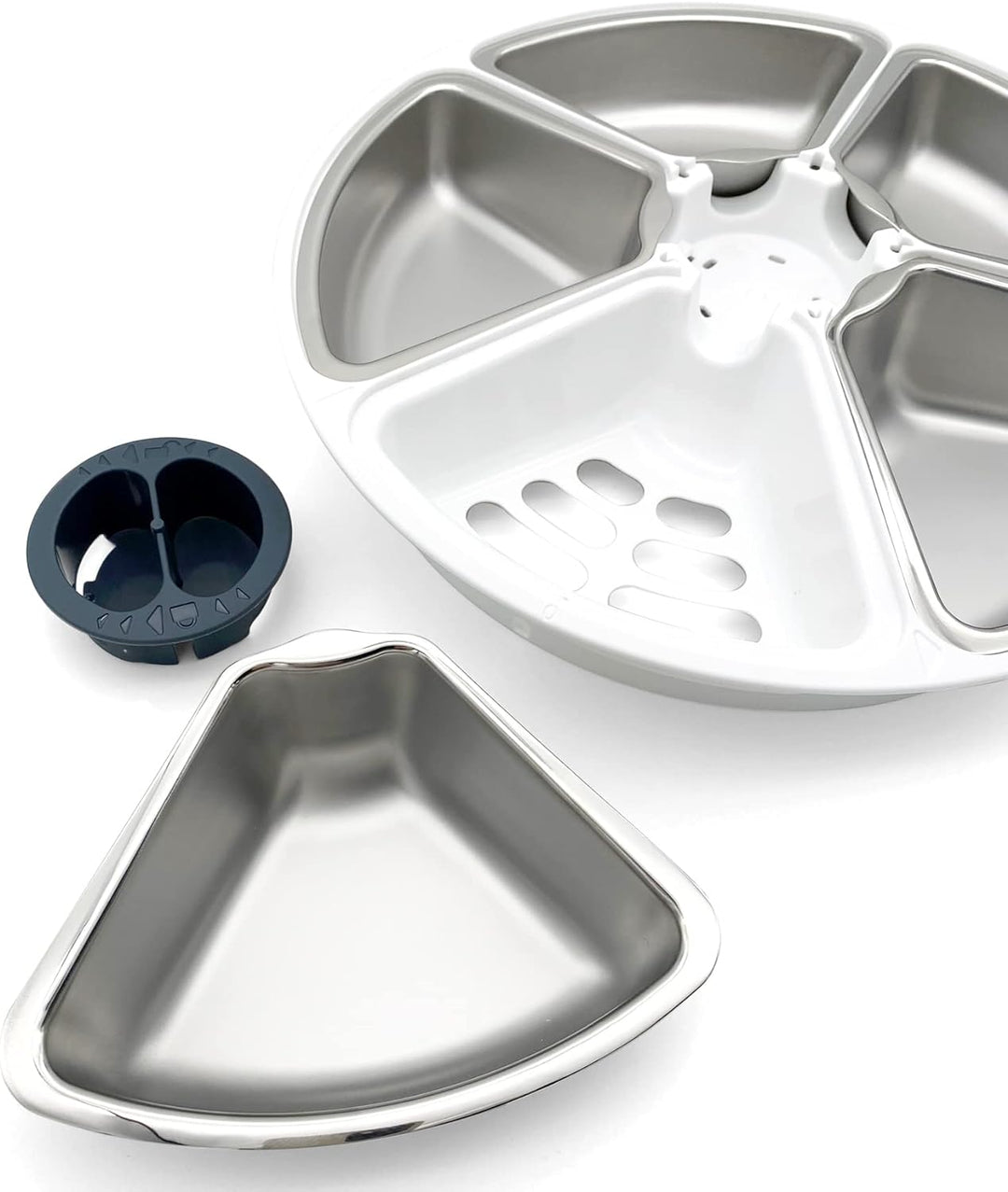 Closer Pets Five-Meal Automatischer Futternapf mit Edelstahl-Einsätzen und Kühlakkus (C500) 5 Meal F