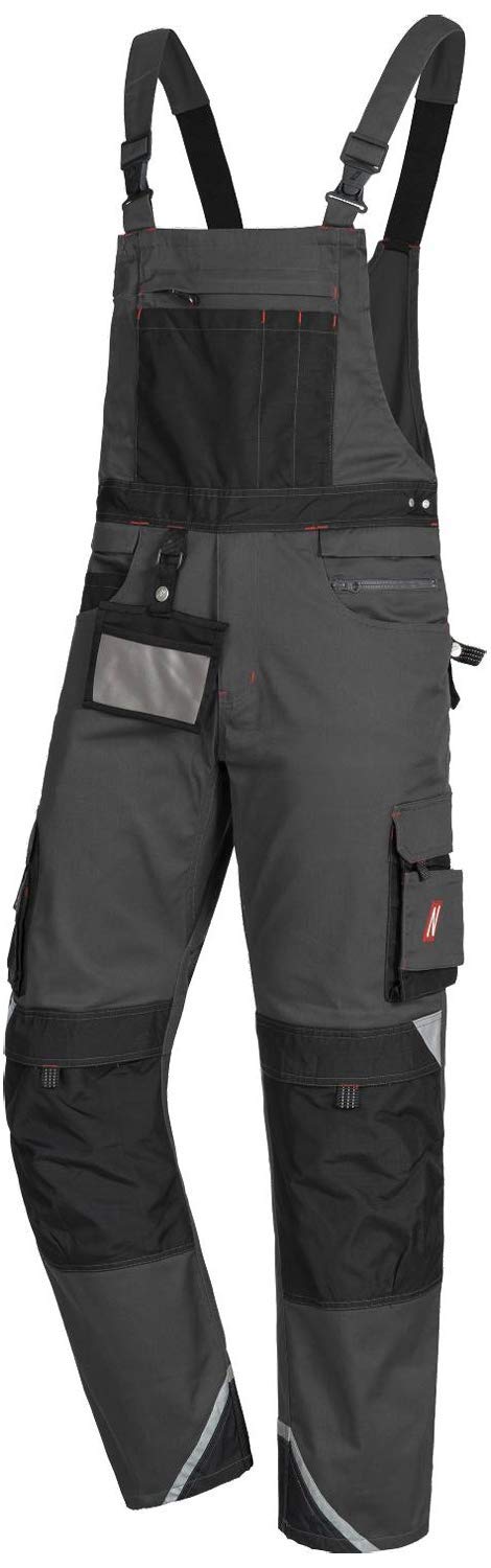 Nitras Motion Tex Pro FX Lange Arbeitshose für Damen/Herren - Latz-Bundhose 42 Grau, 42 Grau