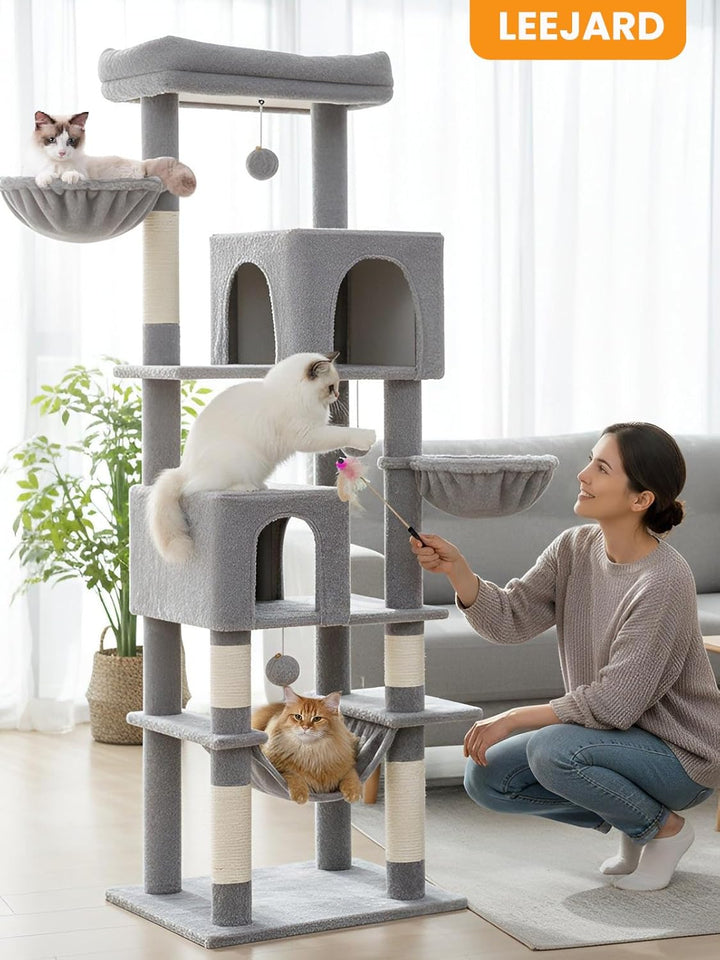 kratzbaum klein, Katzenbaum mit Grosse Plattformen, Sisalstämme, Kratzrampe, Katzenhaus, Plüschbälle