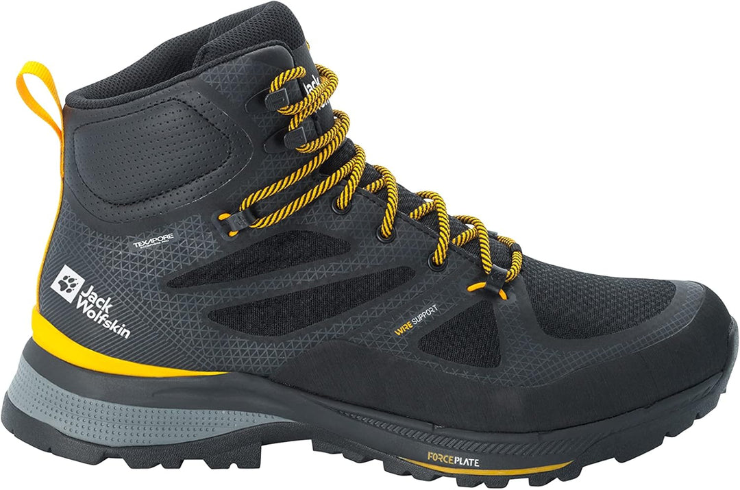Jack Wolfskin FORCE TREKKER TEXAPORE MID M Outdoorschuhe, , 42.5 EU Black Burly Yellow Xt, 42.5 EU B