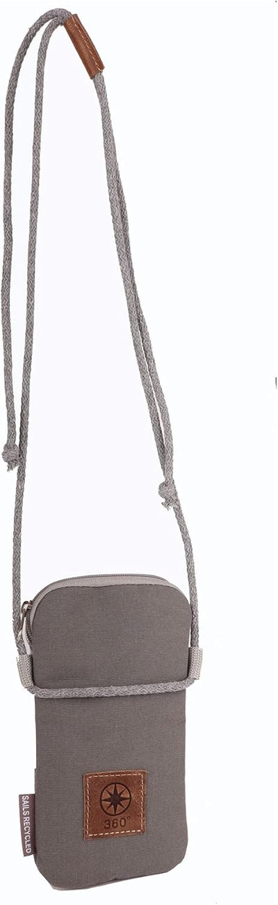 360° Grad Handytasche & Portemonnaie unisex aus Segeltuch, weiss grau, Zahl hellgrau, verstellbare K