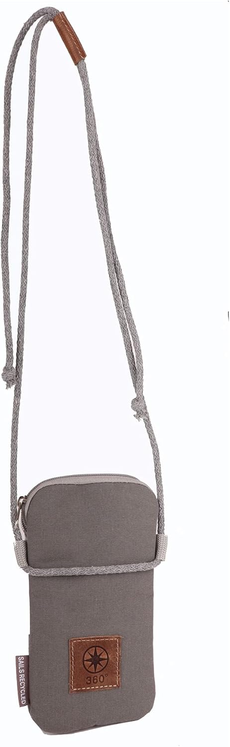 360° Grad Handytasche & Portemonnaie unisex aus Segeltuch, weiss grau, Zahl hellgrau, verstellbare K