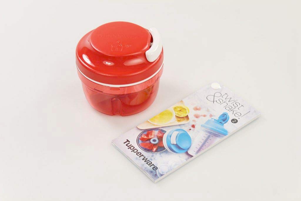 TUPPERWARE Chef Turbo-Chef rot D158 Zwiebelschneider + Rezeptkarte "Twist&Shake"
