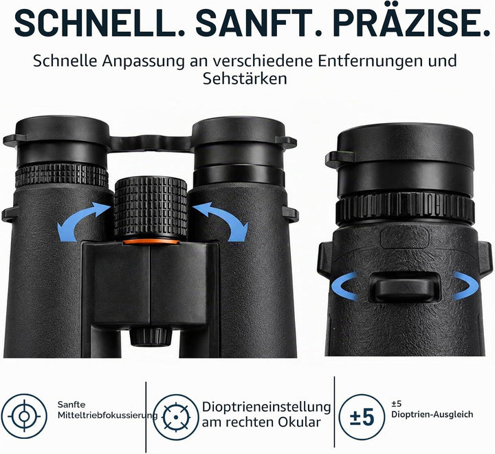 TRV Fernglas für Erwachsene, 10 x 42, leistungsstark, wasserdicht, beschlagsicher, BAK4-Prisma, mit