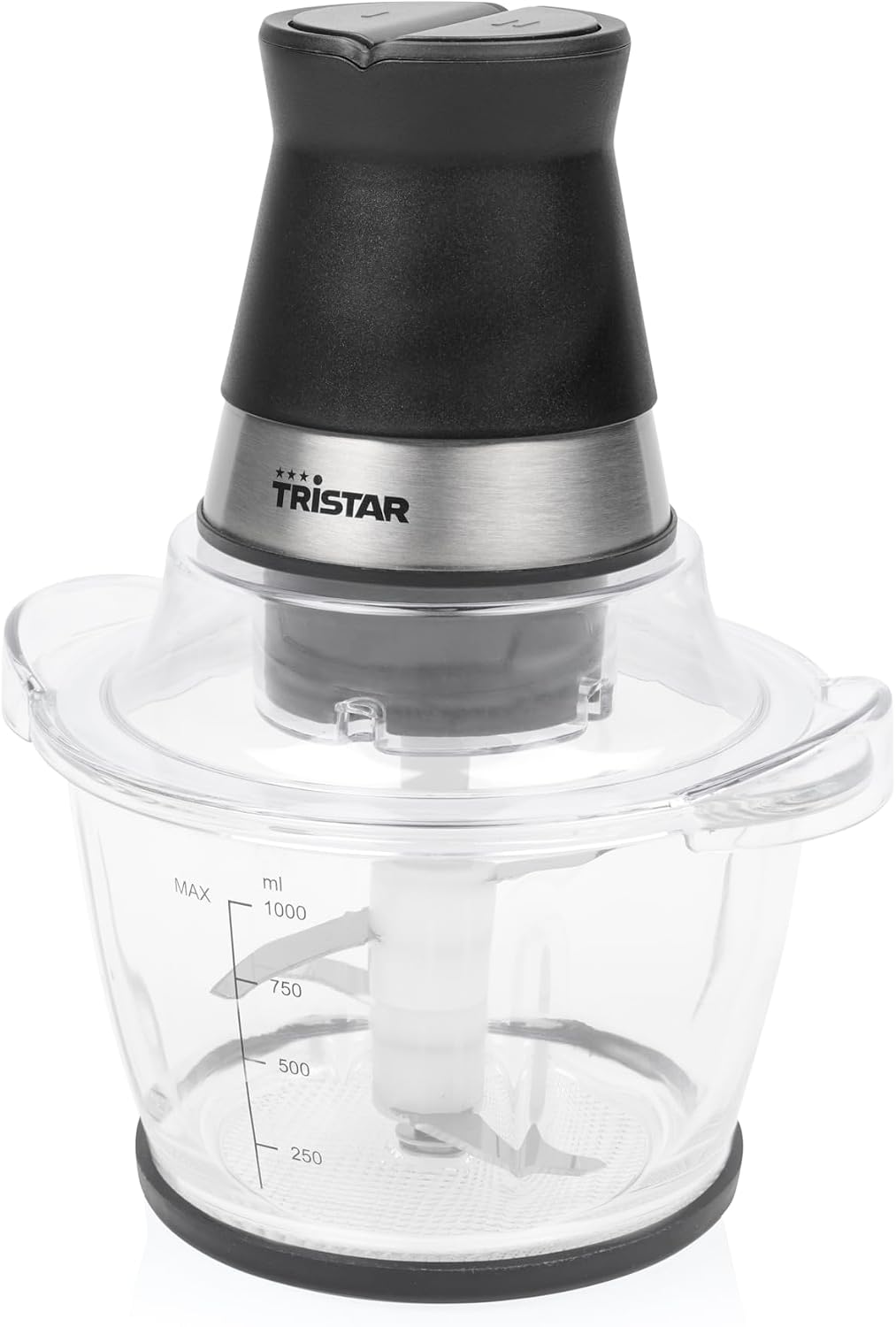 Tristar Zerkleinerer mit 1 L Glasbehälter, 4 Edelstahlklingen, 400 W Motor, Kompaktes Design, Spülma