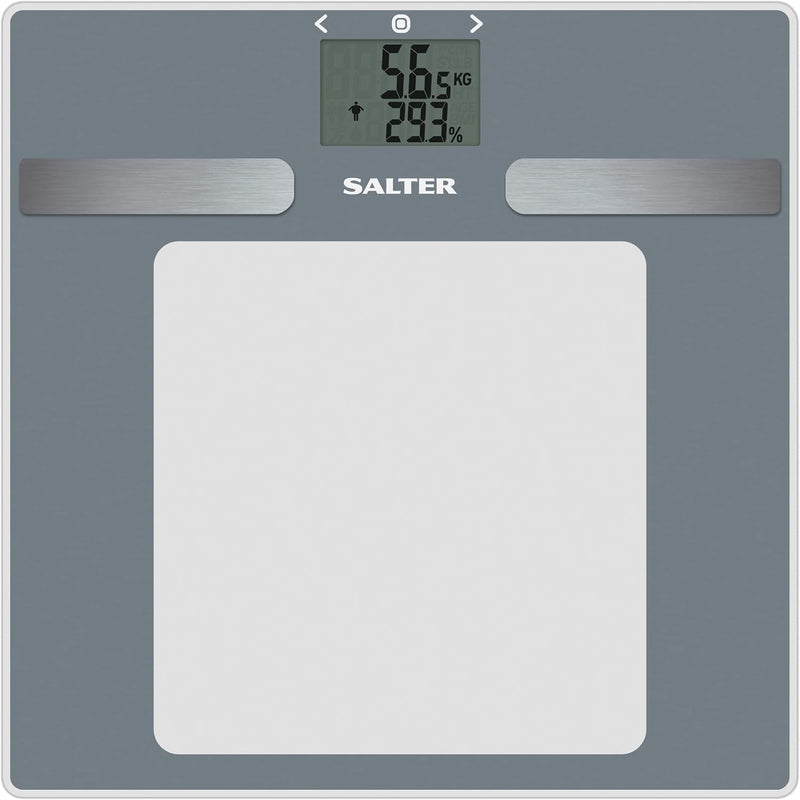 SALTER 9194 SV3R Körperanalysewaage aus Glas, digital personenwaage grossemLCD Display, max. 180 kg,