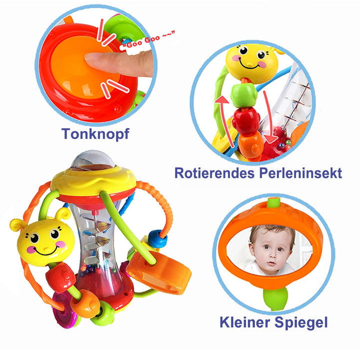 HOLA Baby Spielzeug 6 Monate Rassel Motorikball Greifball, Greifling, Shake & Krabbel Motorikspielze