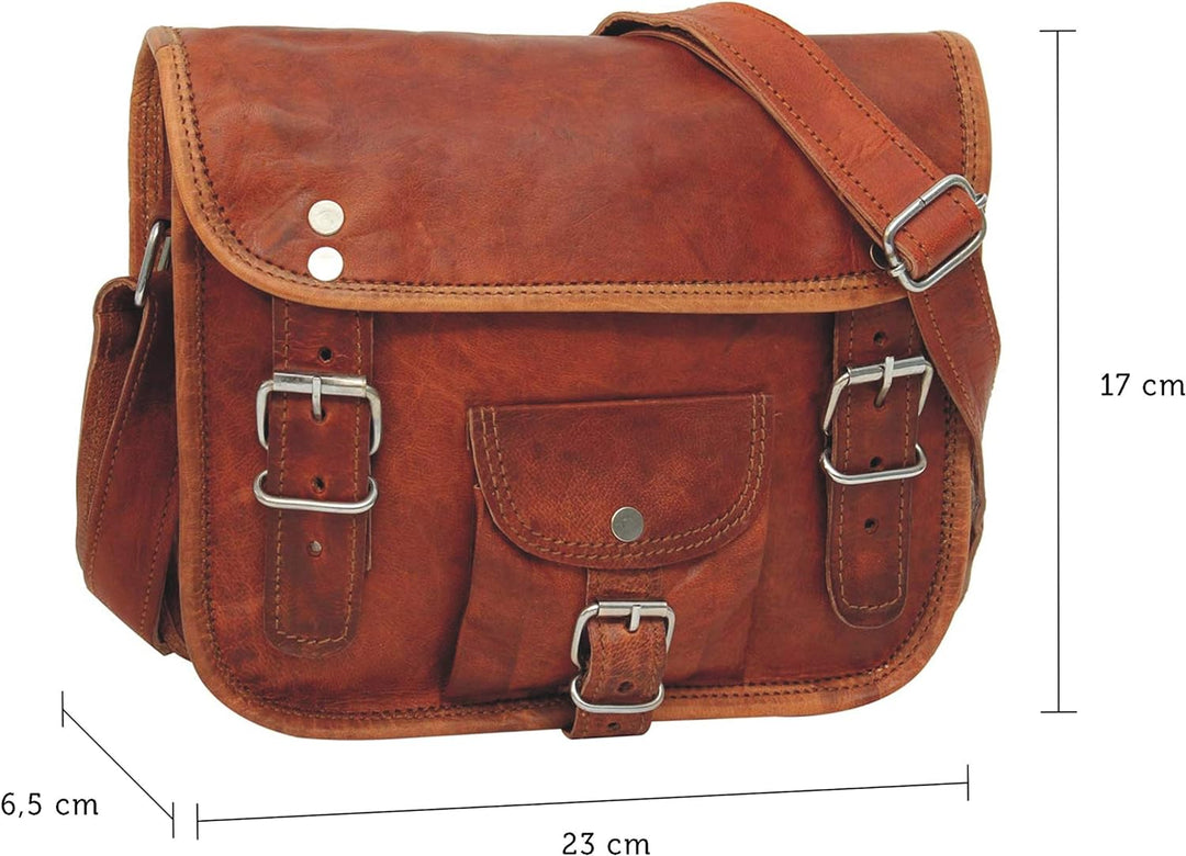 Gusti Umhängetasche Leder - "Emilia 7" Damen Herren Handtasche Ledertasche Braun