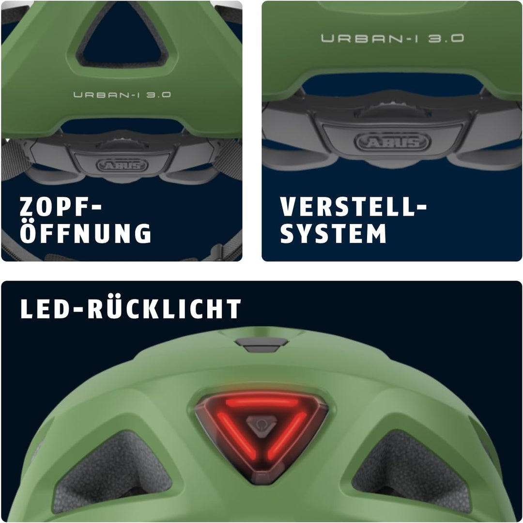 ABUS Stadthelm Urban-I 3.0 - Fahrradhelm mit Rücklicht, Schirm und Magnetverschluss - für Damen und