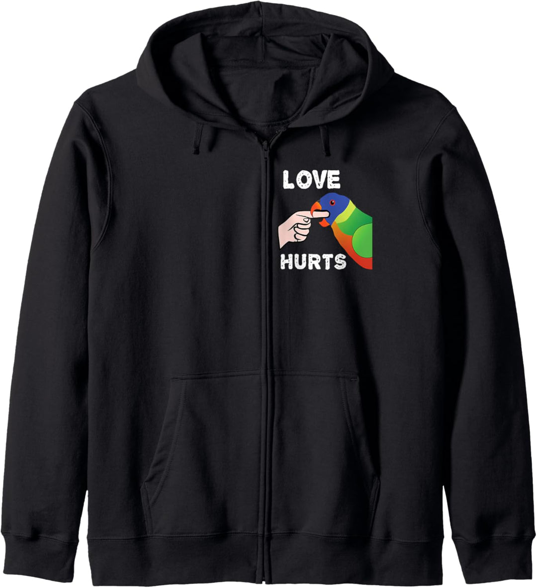 Liebe tut weh Lorikeet Papagei beissen Kapuzenjacke