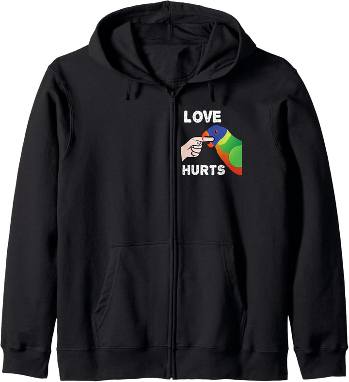 Liebe tut weh Lorikeet Papagei beissen Kapuzenjacke