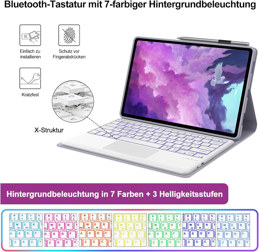 FOGARI Tastatur Hülle für Honor Magic Pad 2 Tablet 12,3 Zoll, Multi Touch Trackpad, 7 Farben Beleuch