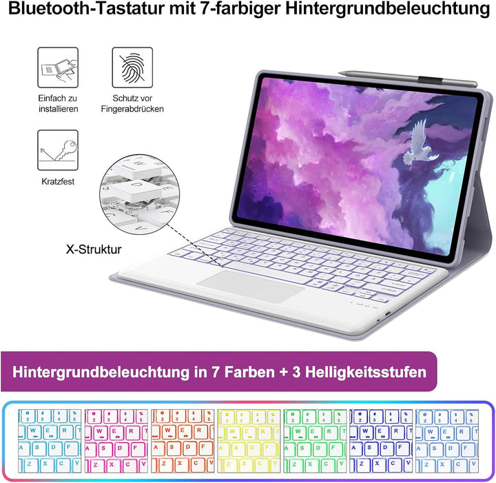 FOGARI Tastatur Hülle für Honor Magic Pad 2 Tablet 12,3 Zoll, Multi Touch Trackpad, 7 Farben Beleuch