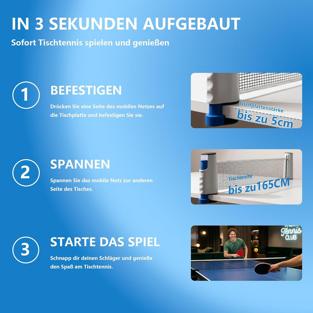 Professionelles Tischtennis-Set — 7-schichtige Lindenholz-Schläger (beidseitig Noppen-innen-Belag),