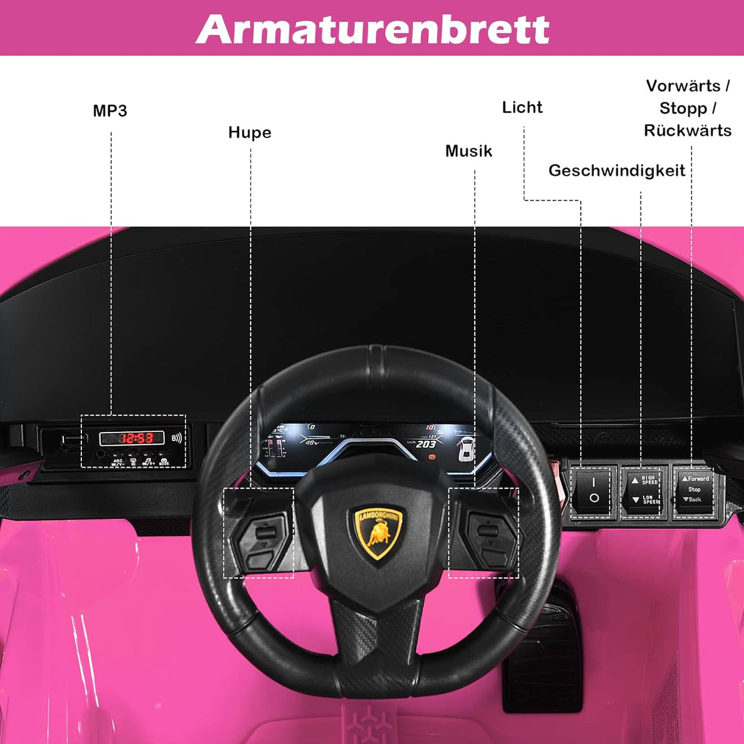 GOPLUS Kinder Elektroauto Lamborghini mit Fernbedienung, Kinderfahrzeug, Bluetooth USB & TF-Karte Sc