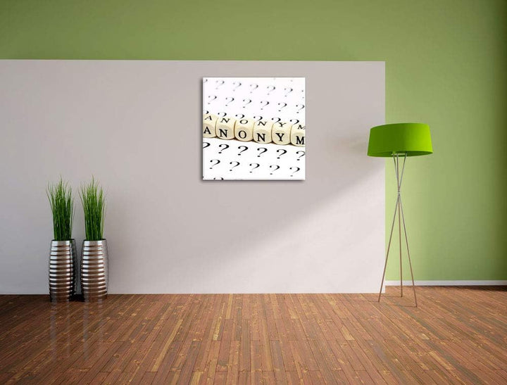 Pixxprint Anonymus Würfel, Format: 70x70 auf Leinwand, XXL riesige Bilder fertig gerahmt mit Keilrah