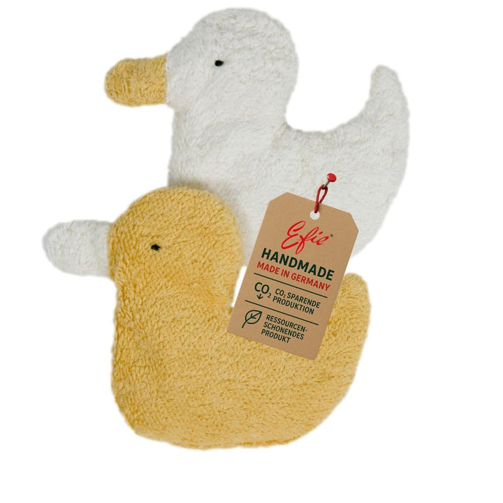 Efie Greifling 2er Set Ente – Bio-Babyspielzeug aus Baumwolle (kbA), Greifspielzeug ab Geburt, Made