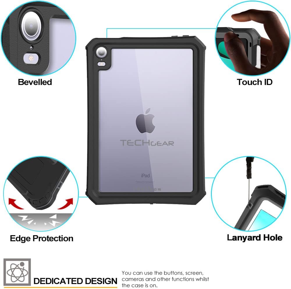 TECHGEAR wasserdichte Hülle für iPad Mini 6 2021 6. Generation (Poseidon Case) Schlanke Robuste Rüst