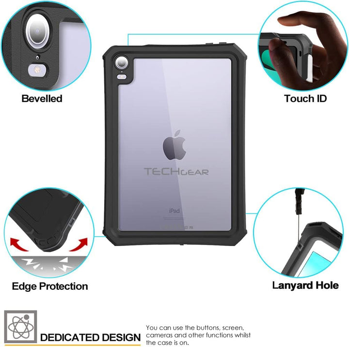TECHGEAR wasserdichte Hülle für iPad Mini 6 2021 6. Generation (Poseidon Case) Schlanke Robuste Rüst