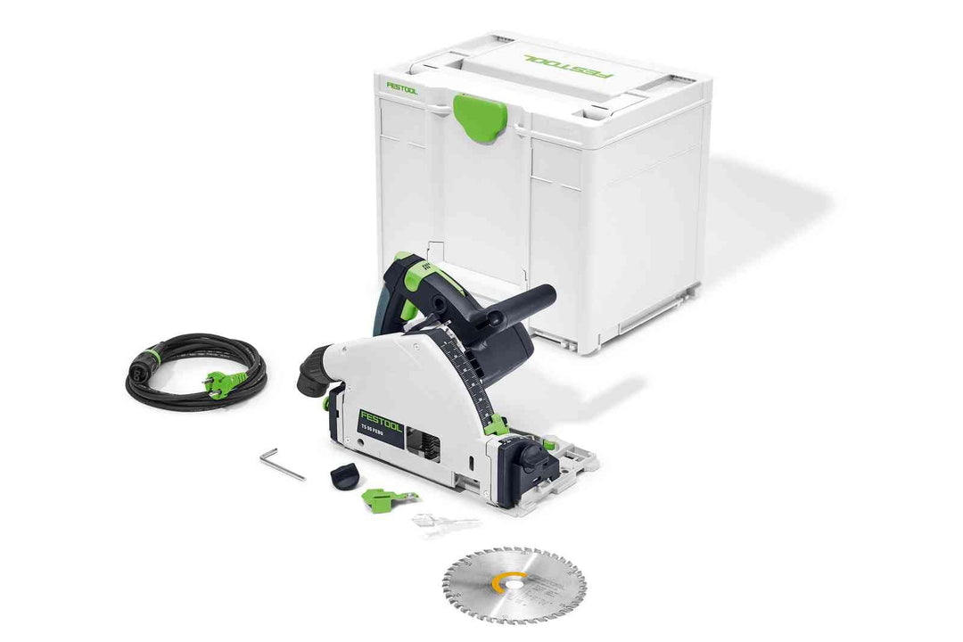 Festool Tauchsäge TS 55 FEBQ-Plus (mit Kreissägeblatt, Splitterschutz, Sichtfenster, Innensechskants