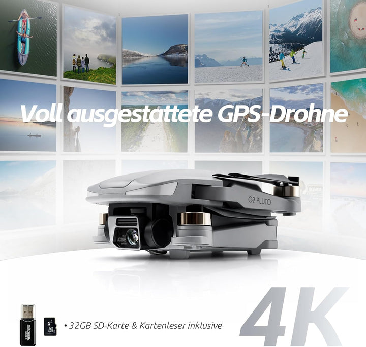 GPS Drohne mit Kamera 4K (EIS), 4,5 Zoll Bildschirm, bürstenloser Motor, 3 Akkus (90 min), Auto-Rück