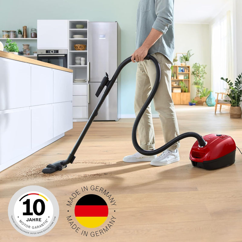 Bosch Hausgeräte Staubsauger mit Beutel Serie 4 BGD38RD1H, nachhaltig, Hygiene-Filter, 10 Jahre Moto