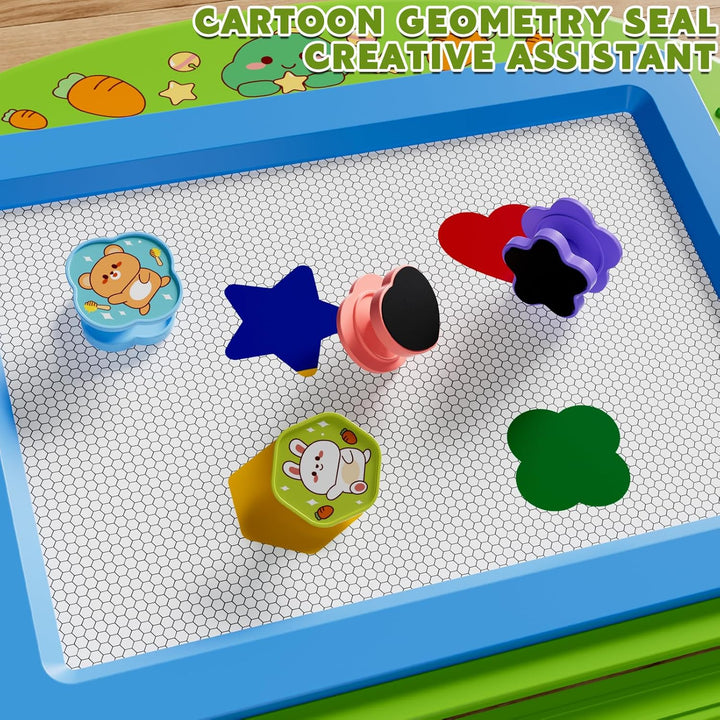 XL Magnetische Zaubertafel für Kinder, Maltafel mit Stempel & Stift, Lernspielzeug & Reisegrösse, Ge