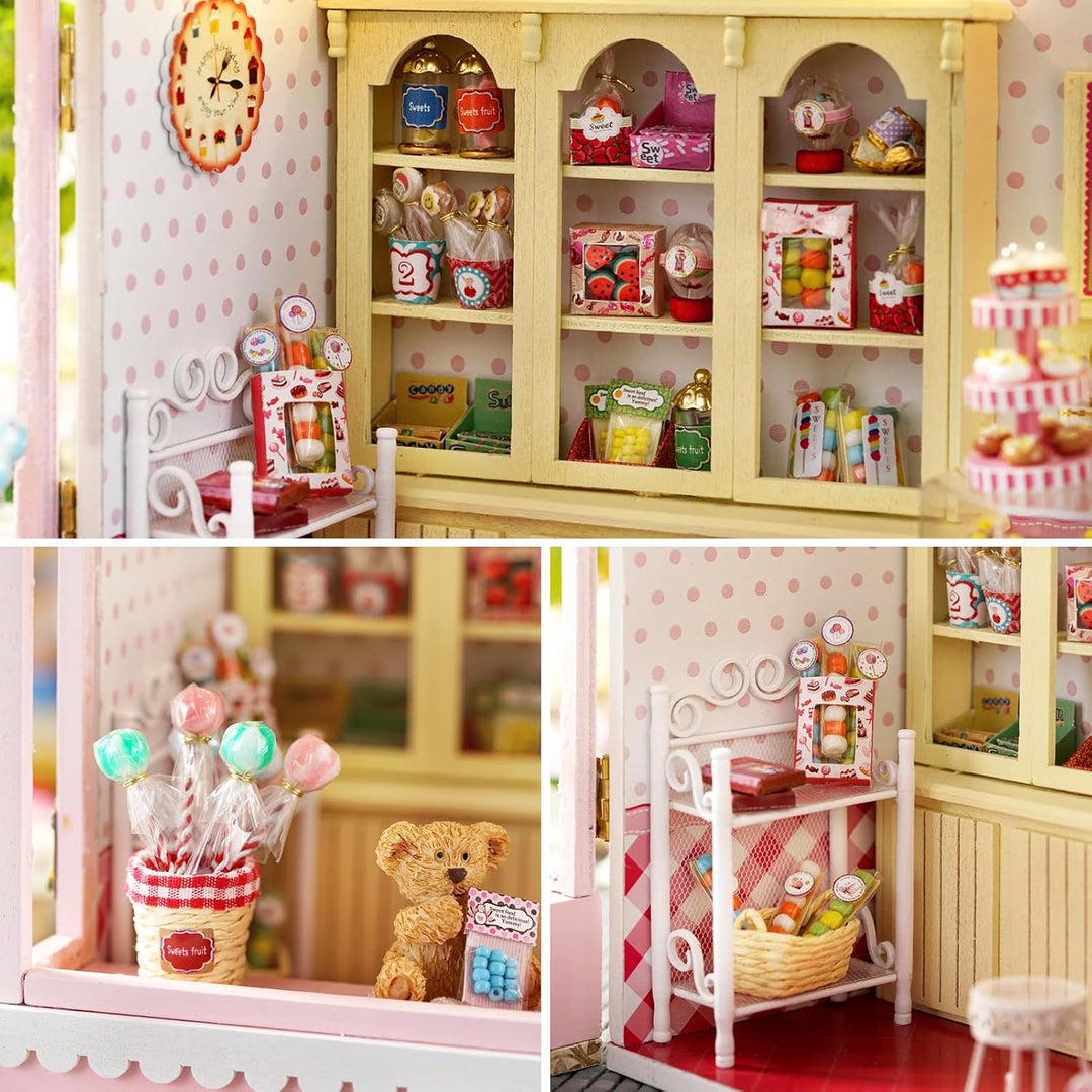 Spilay DIY Miniature House, Mini Handgefertigte Grünes Pflanzenstudio Kit Mit LED-Licht, Schutzhülle